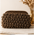 Espresso Bouclé Crochet Clutch