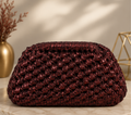Metallic Burgundy Handmade Crochet Clutch