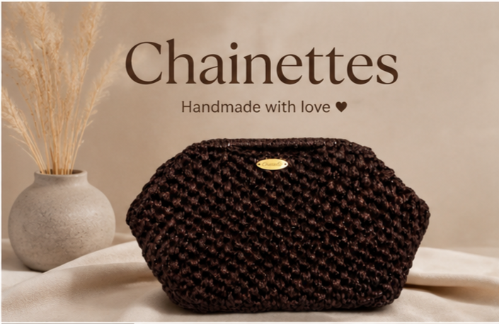 Handmade Crochet Clutch Bag – Chocolate Brown | Elegant Evening Pouch