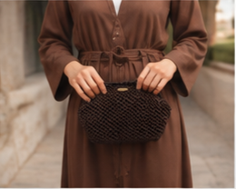 Handmade Crochet Clutch Bag – Chocolate Brown | Elegant Evening Pouch