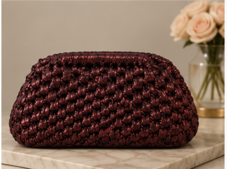 Metallic Burgundy Handmade Crochet Clutch