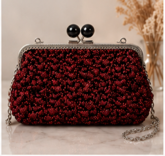 Ruby Noir Handcrafted Crochet Clutch