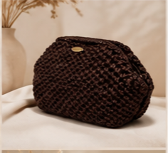 Handmade Crochet Clutch Bag – Chocolate Brown | Elegant Evening Pouch