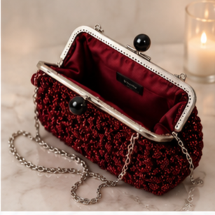 Ruby Noir Handcrafted Crochet Clutch