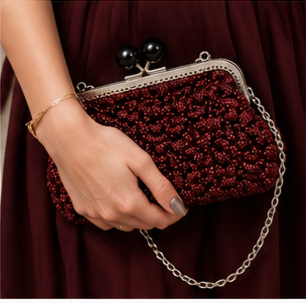 Ruby Noir Handcrafted Crochet Clutch