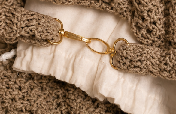 Handmade Crochet Tote Bag with Wooden Handles