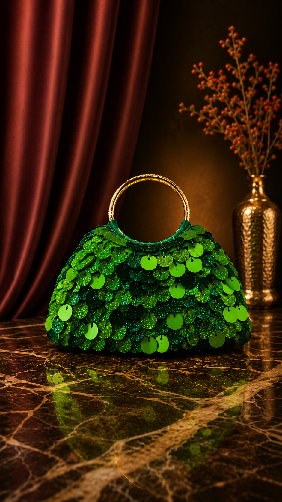 Detailed product view 3 of Sequin Ring Handle Evening Bag by Chainettes