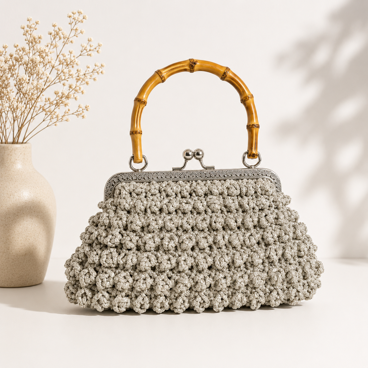 Silver Frame Crochet Bag