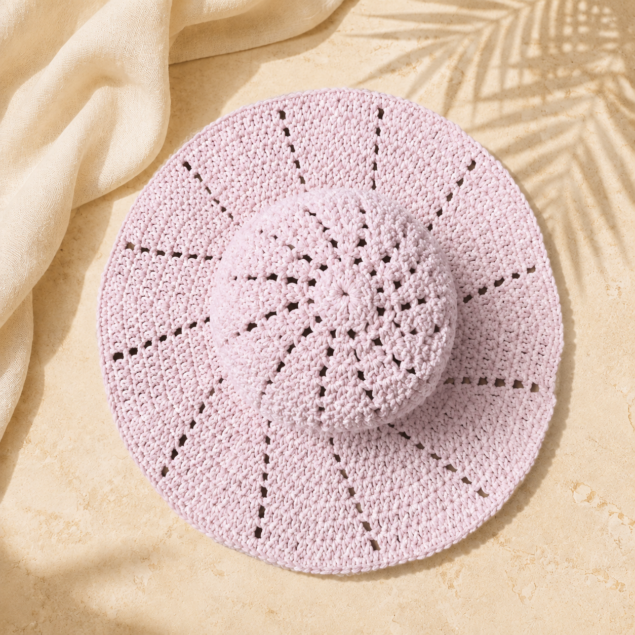 Chainettes Handmade Cotton Crochet Wide Brim Sun Hat