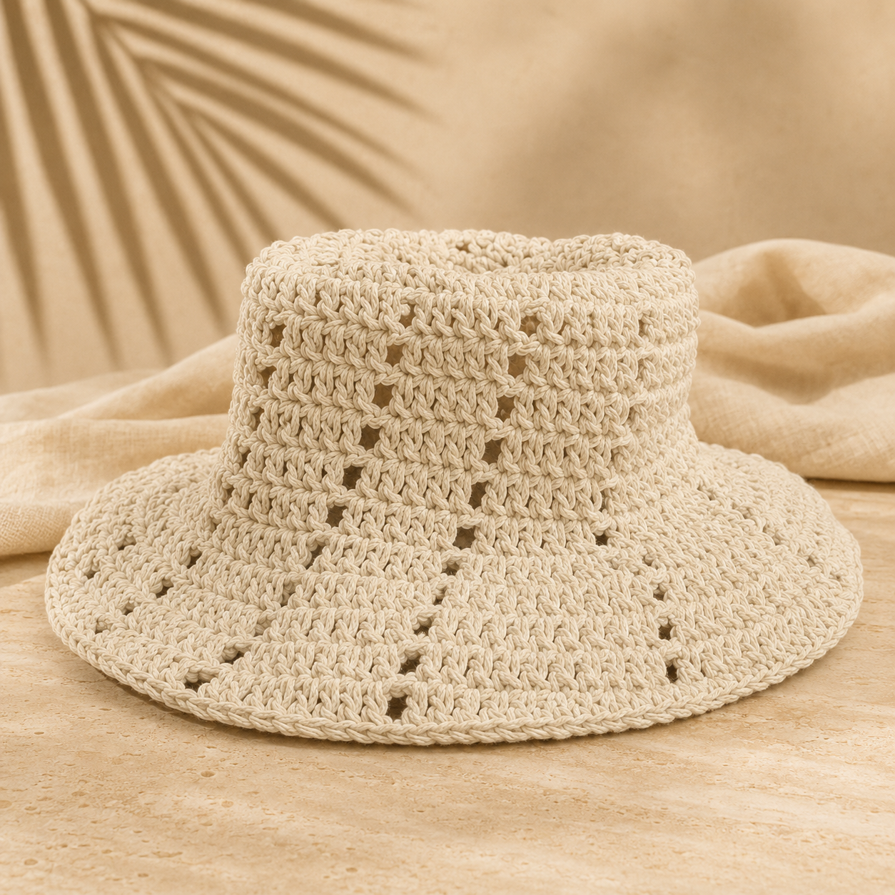 Chainettes Handmade Cotton Crochet Wide Brim Sun Hat