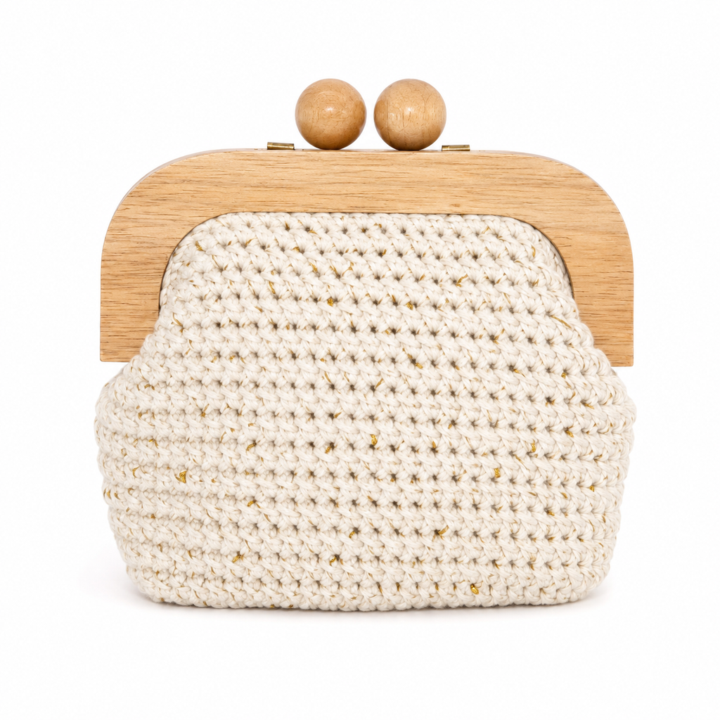 Chainettes Handmade Crochet Clutch Bag with Wooden Frame