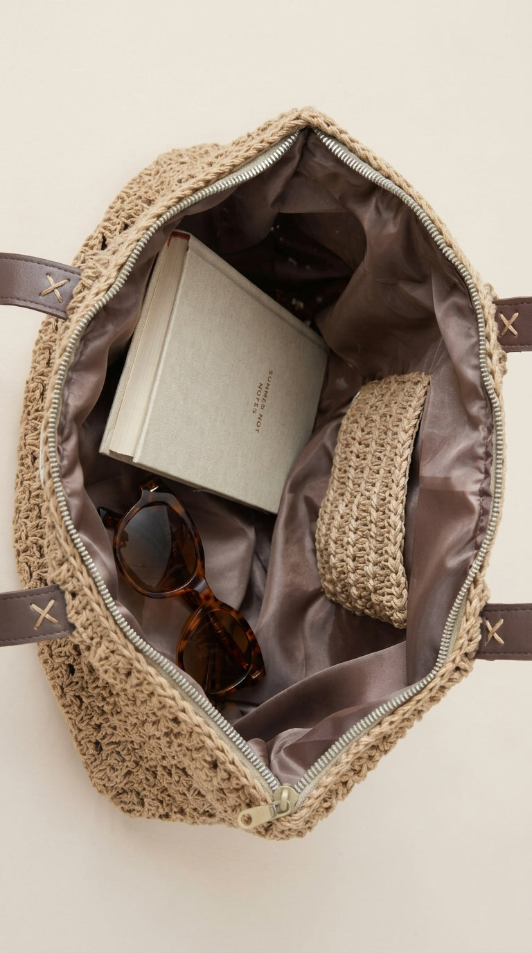 Detailed product view 4 of Sand Cotton Crochet Tote by Chainettes