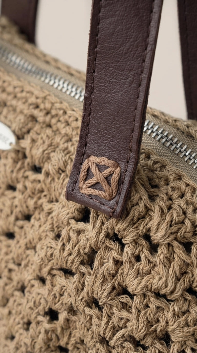 Detailed product view 3 of Sand Cotton Crochet Tote by Chainettes