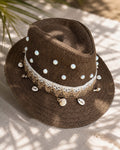 Brown Pearl Straw Hat