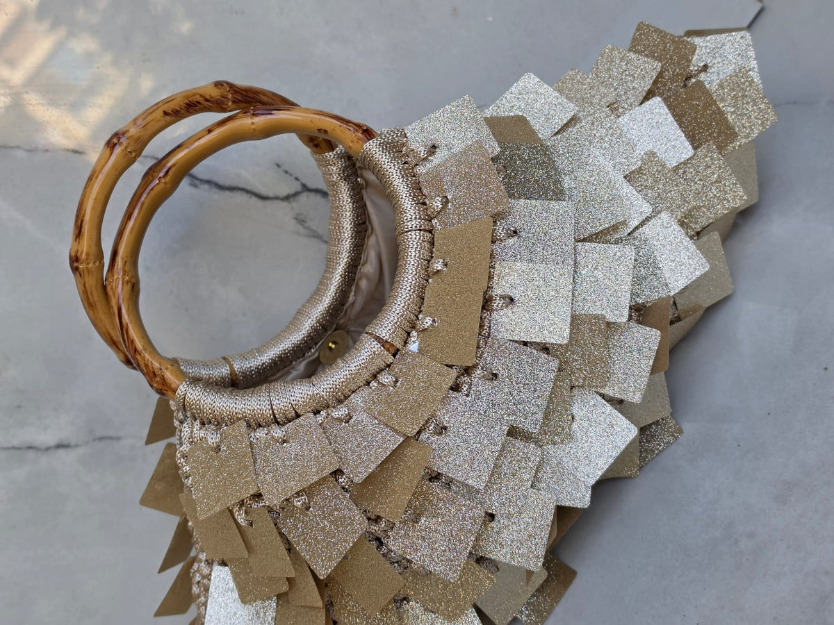 Detailed product view 2 of Golden Mosaic Statement Bag by Chainettes