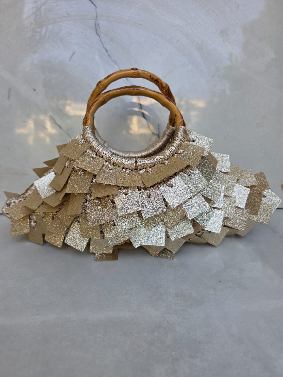 Golden Mosaic Statement Bag handmade by Chainettes