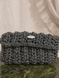 Graphite Loop Crochet Clutch handmade by Chainettes