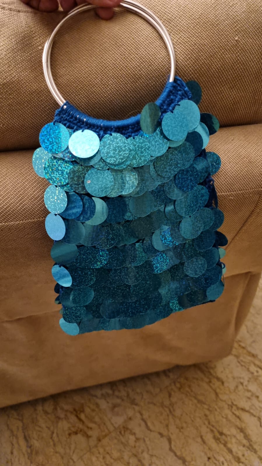 Detailed product view 4 of Sequin Ring Handle Evening Bag by Chainettes