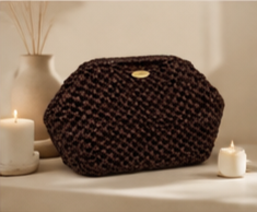 Handmade Crochet Clutch Bag – Chocolate Brown | Elegant Evening Pouch