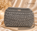 Chainette large silver Sirma crochet clutch with silver chain