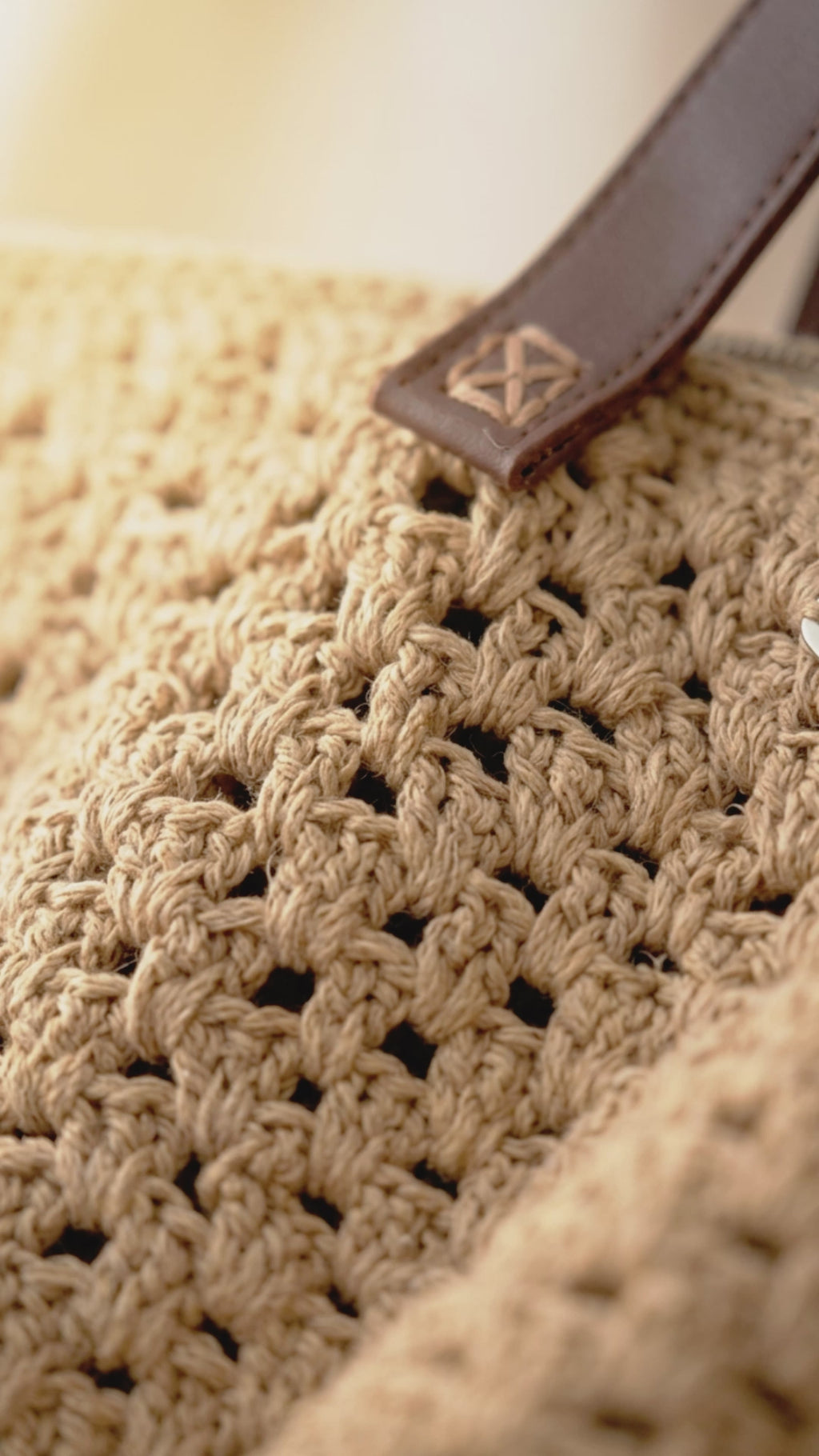 Sand Cotton Crochet Tote