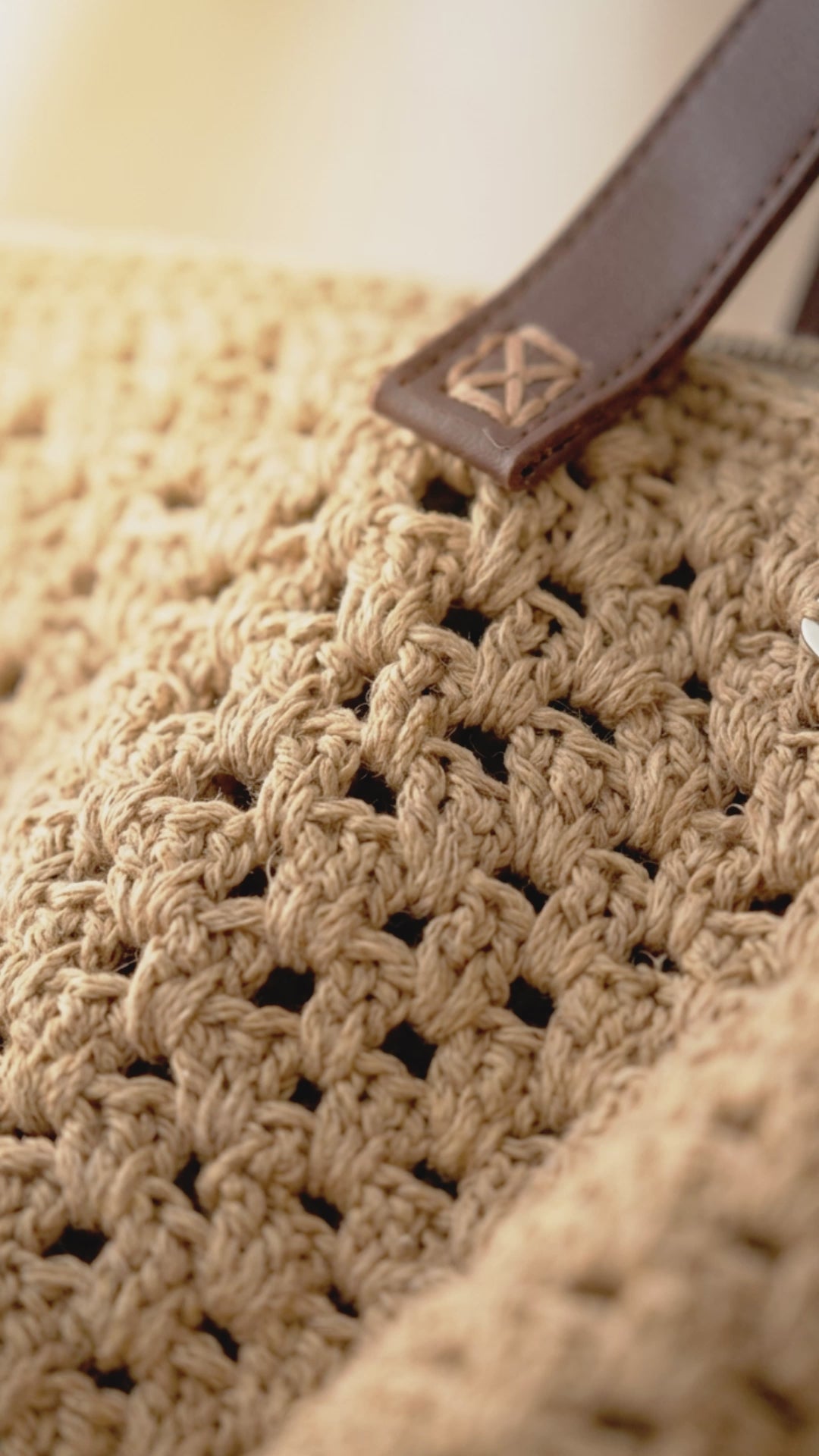Sand Cotton Crochet Tote